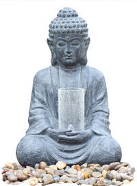 China Fuente de agua de piedra ciánica de Buda que se sienta para las fuentes de agua caseras/asiáticas proveedor
